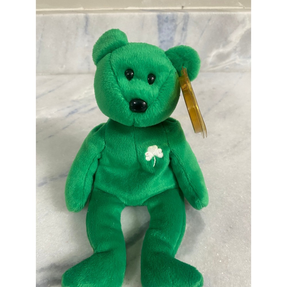 Ty Beanie Baby Erin Green Irish Shamrock Bear 1997 With Swing Tag Protector